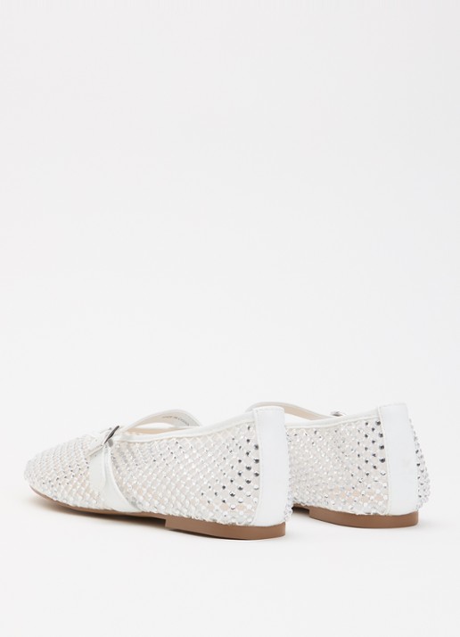 Dune London Haislee ballerina met gestrikt detail - achterkant wit