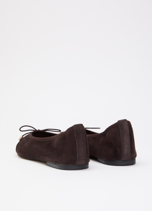 Dune London Haliah ballerina van leer met strikdetail - achterkant 5 donkerbruin
