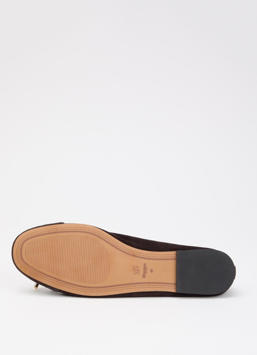 Dune London Haliah ballerina van leer met strikdetail - detail 4 donkerbruin