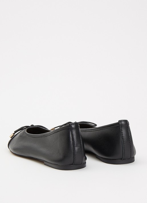Dune London Haliah ballerina van leer met strikdetail - achterkant 2 diepzwart