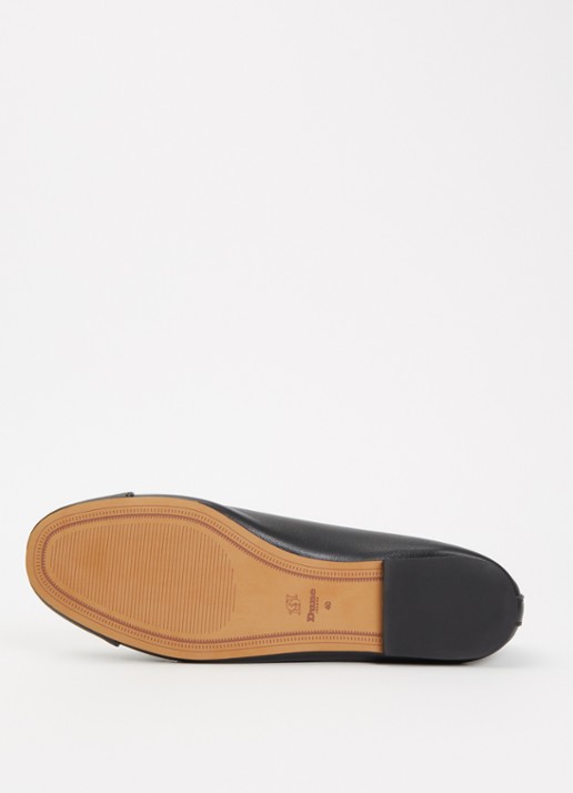 Dune London Haliah ballerina van leer met strikdetail - detail 5 diepzwart