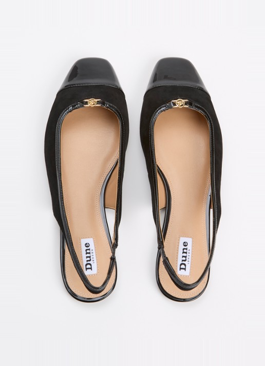Dune London Hanna slingback van suède - detail 4 zwart
