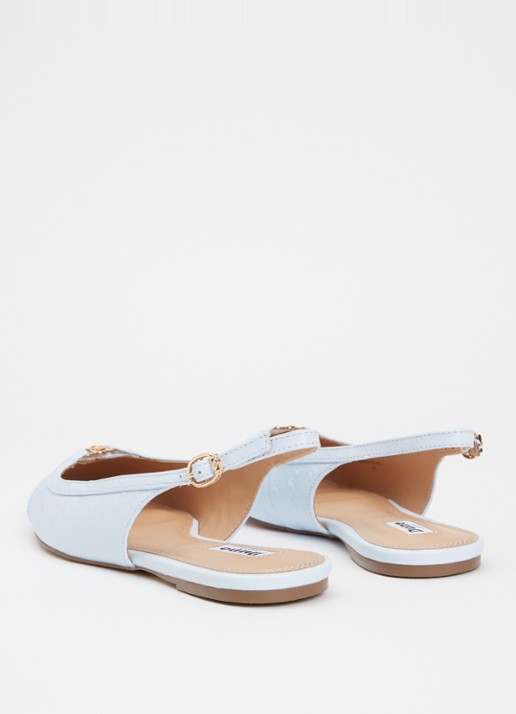 Dune London Hanna slingback van suède - achterkant lichtblauw