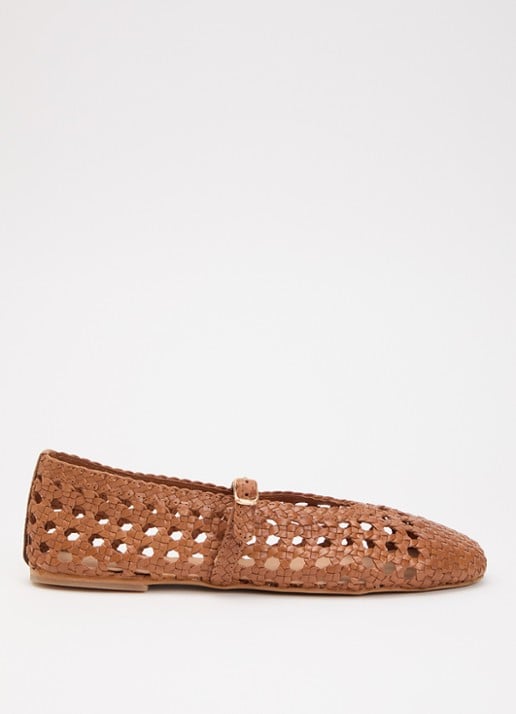 Dune London Hazella ballerina van leer - voorkant 2 bruin