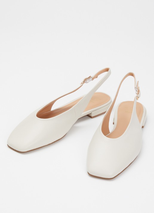 Dune London Heartbeat slingback van leer - detail wit