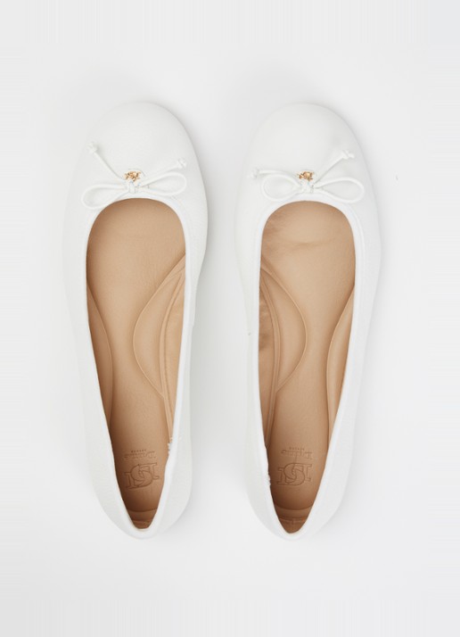 Dune London Helenne ballerina van leer - detail 4 wit