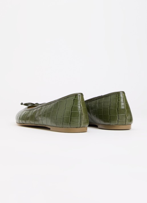 Dune London Helenne ballerina van leer - achterkant 4 donkergroen
