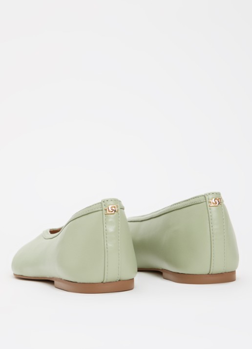 Dune London Hetta ballerina van leer - achterkant mint