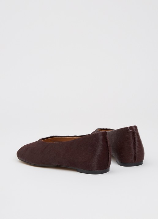 Dune London Highcut ballerina van leer - achterkant bordeauxrood