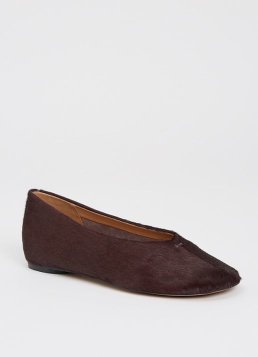 Dune London Highcut ballerina van leer - voorkant 2 bordeauxrood