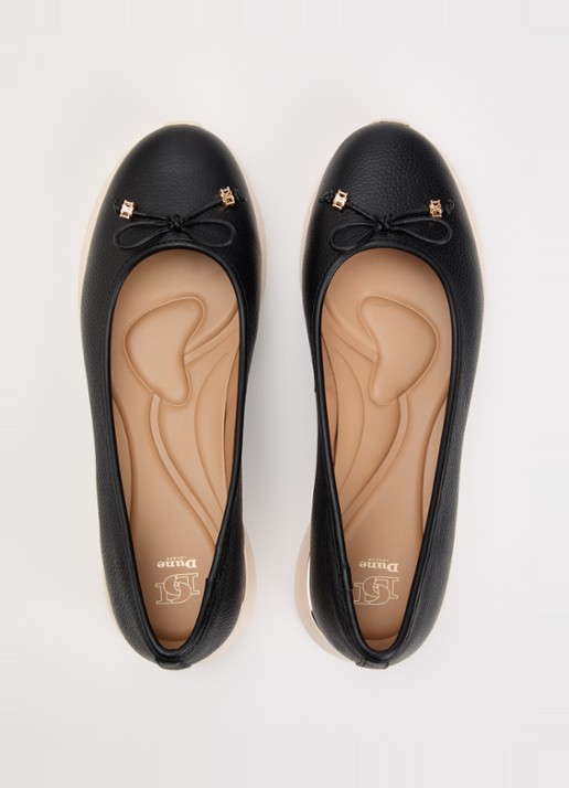 Dune London Highline ballerina van leer met metallic finish - detail 4 zwart