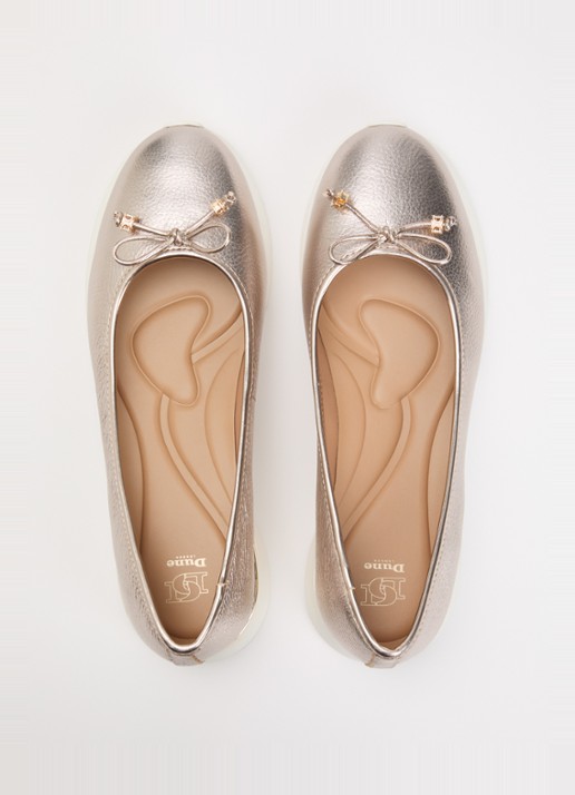 Dune London Highline ballerina van leer met metallic finish - detail 3 roségoud