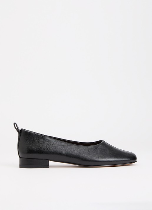 Dune London Highmark ballerina van leer - voorkant 2 zwart