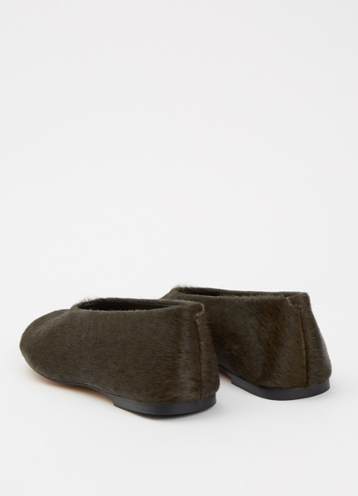 Dune London Highway ballerina van leer - achterkant bronsgroen