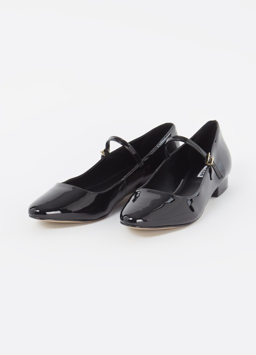 Dune London Hipplie ballerina met lakfinish - detail zwart
