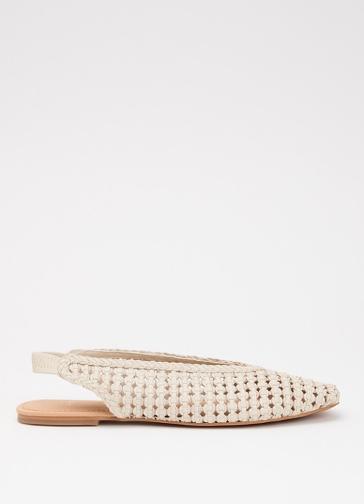 Dune London Hollianne slingback van leer - voorkant 5 gebroken wit