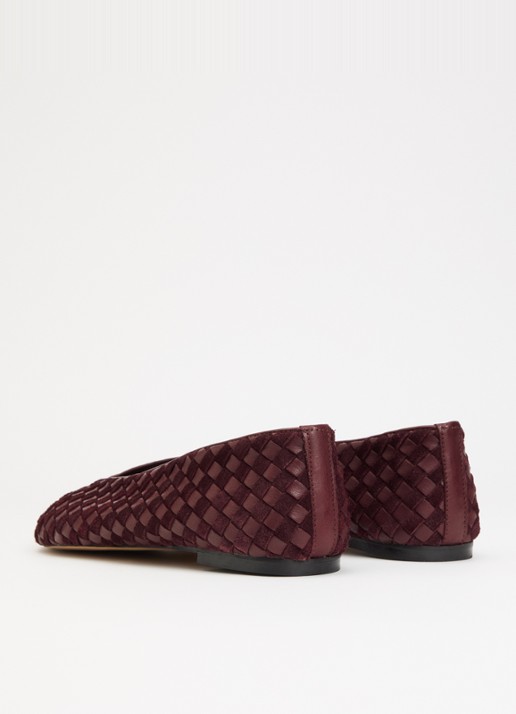 Dune London Homely ballerina van leer met suède details - achterkant 5 roodbruin