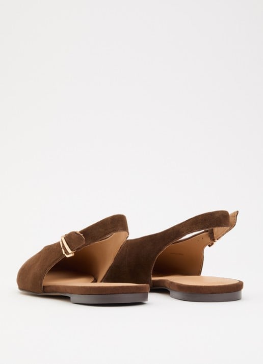 Dune London Honora slingback van leer - achterkant 5 chocoladebruin