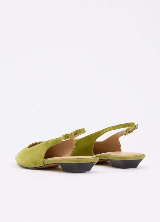 Dune London Hostess slingback van leer - achterkant mosgroen