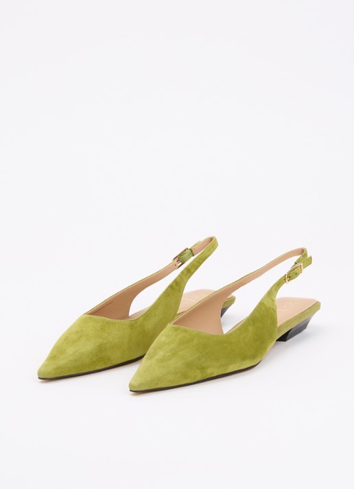 Dune London Hostess slingback van leer - detail 2 mosgroen