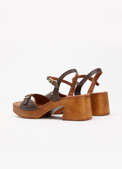 Dune London Jeane sandalette van leer - achterkant 4 donkerbruin