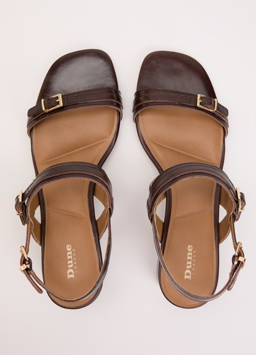 Dune London Jiving sandalette van leer - detail 3 donkerbruin