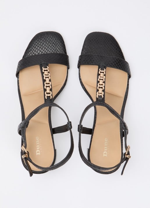 Dune London Josina sandalette van leer met kettingdetail  - detail 4 zwart