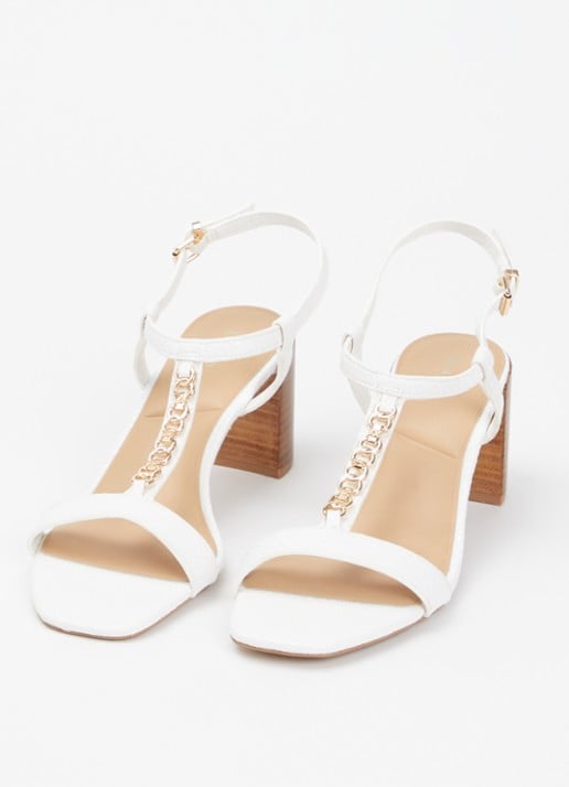 Dune London Josina sandalette van leer met kettingdetail  - detail 2 wit