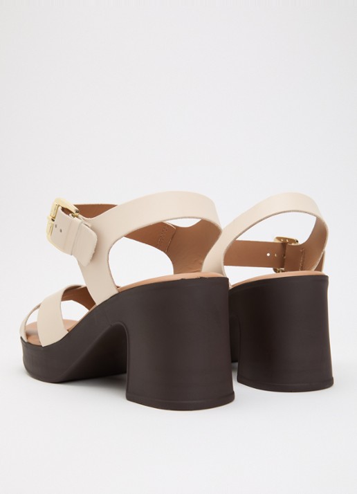 Dune London Judge sandalette van leer - achterkant 2 creme