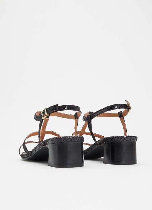 Dune London Justly sandalette met slangenstructuur - achterkant 2 zwart