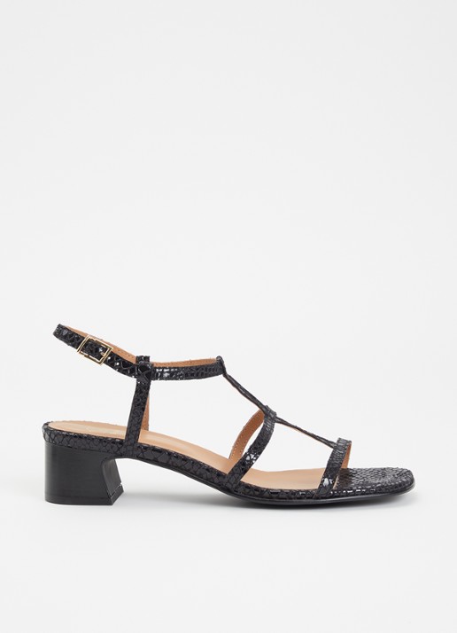 Dune London Justly sandalette met slangenstructuur