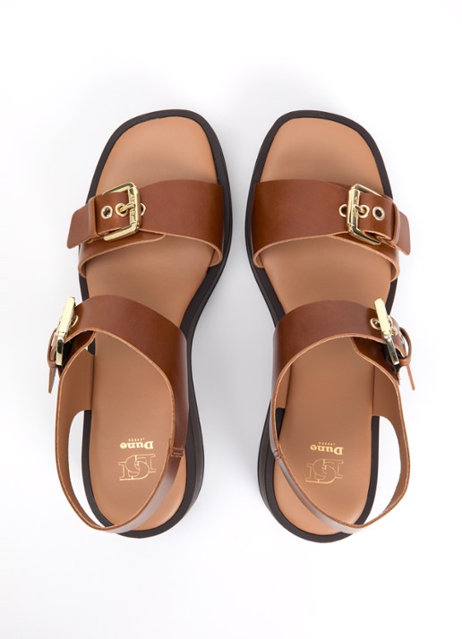 Dune London Karola sleehak van leer  - detail 2 cognac