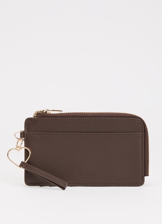 Dune London Keeping portemonnee van leer - voorkant chocoladebruin