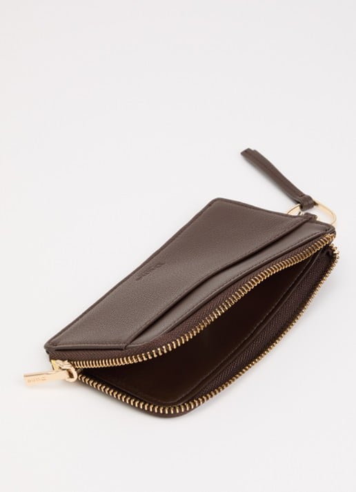 Dune London Keeping portemonnee van leer - voorkant 2 chocoladebruin