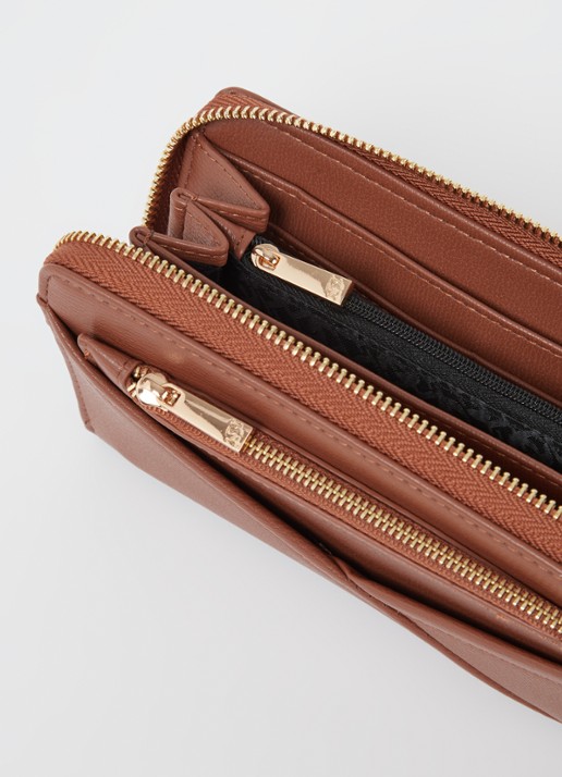 Dune London Kelbey portemonnee met logo - voorkant 2 roestbruin