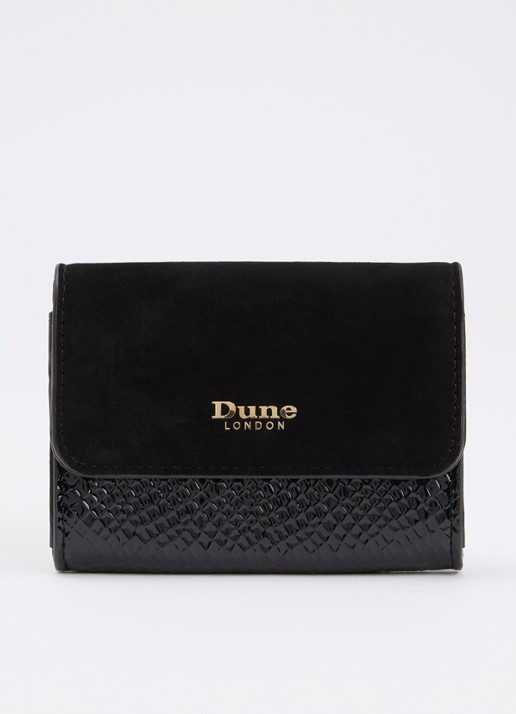 Dune London Kelsey overslagportemonnee met leren details - voorkant 3 zwart