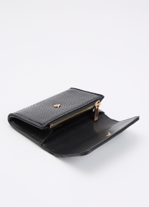 Dune London Kelsey overslagportemonnee met leren details - voorkant 4 zwart