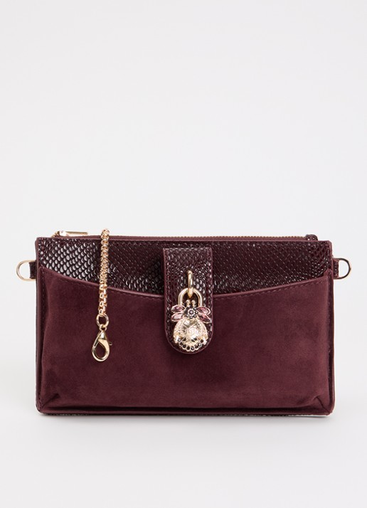 Dune London Kerrie clutch met afneembare schouderriem - voorkant 5 bordeauxrood
