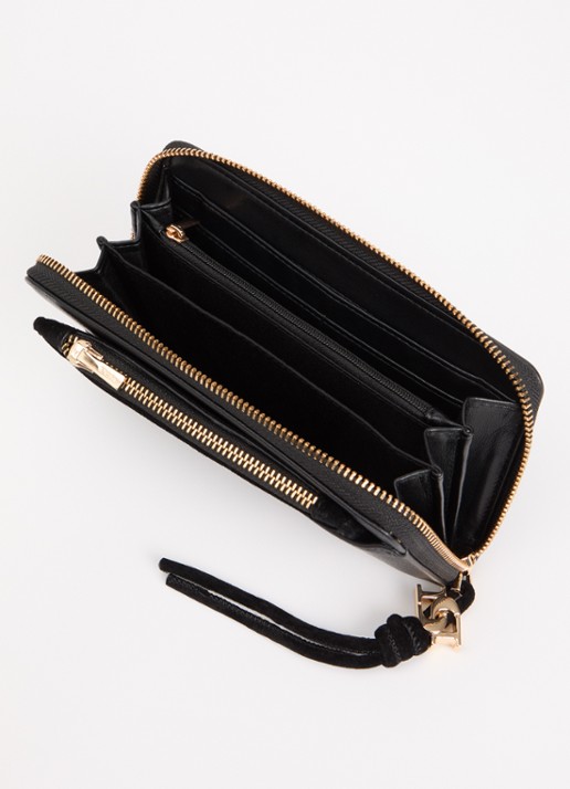 Dune London Kindling portemonnee van leer met uitneembaar etui - voorkant 3 diepzwart