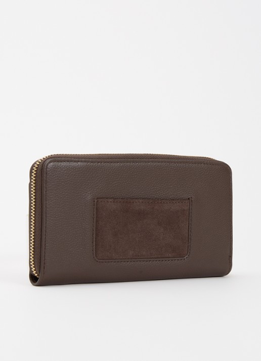 Dune London Kindling portemonnee van leer met uitneembaar etui - achterkant chocoladebruin