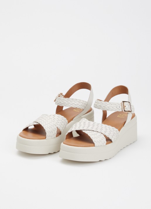 Dune London Kinleys sandalette van leer - detail 2 gebroken wit