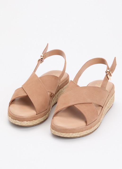 Dune London Kiya sandaal met sleehak - detail 2 camel