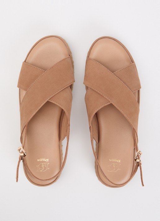 Dune London Kiya sandaal met sleehak - detail 3 camel