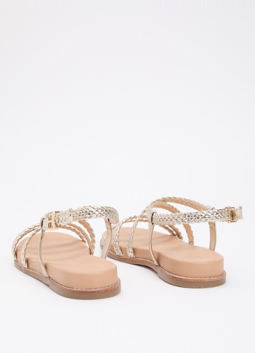 Dune London Laite sandaal met metallic finish - achterkant goud