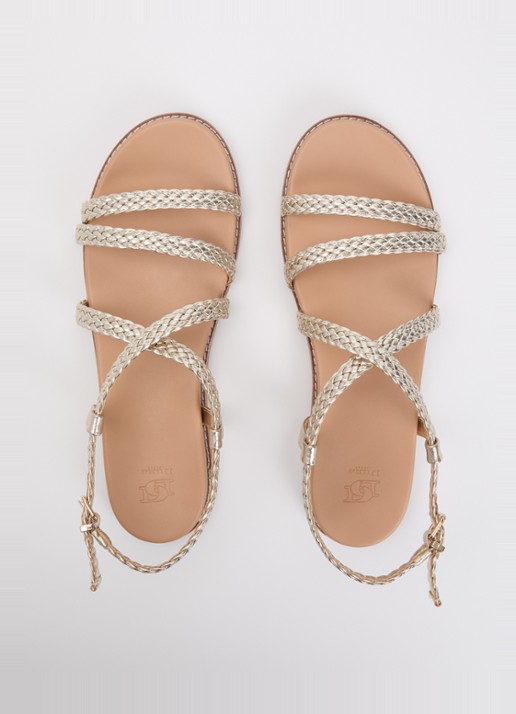 Dune London Laite sandaal met metallic finish - detail 3 goud