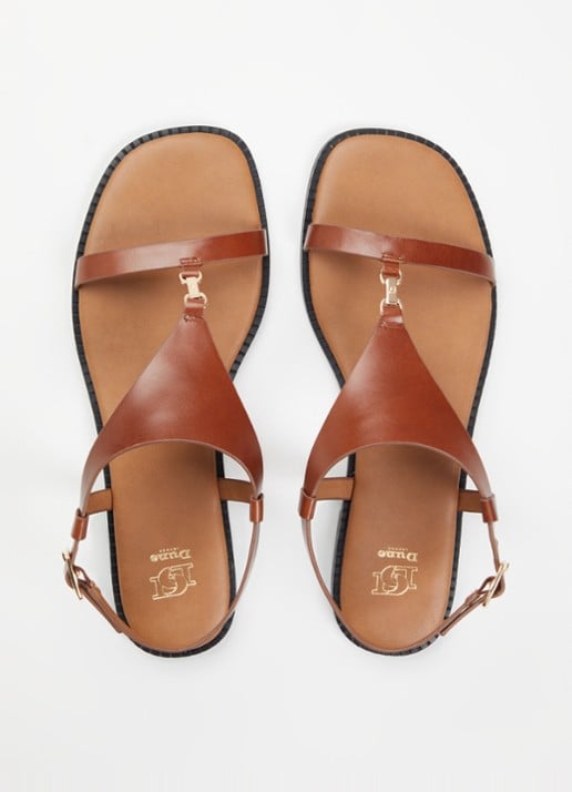 Dune London Laith sandaal van leer - detail 2 cognac