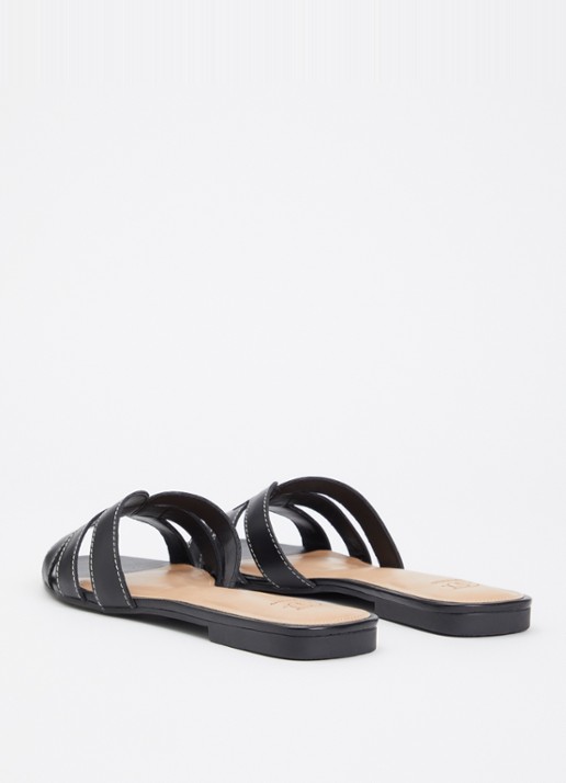 Dune London Larrissa slipper van leer - achterkant 4 zwart