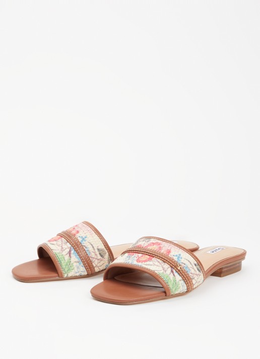 Dune London Leti sandaal met leren details - detail bruin
