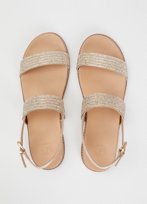 Dune London Levias sandaal met strass en metallic details - detail 4 goud