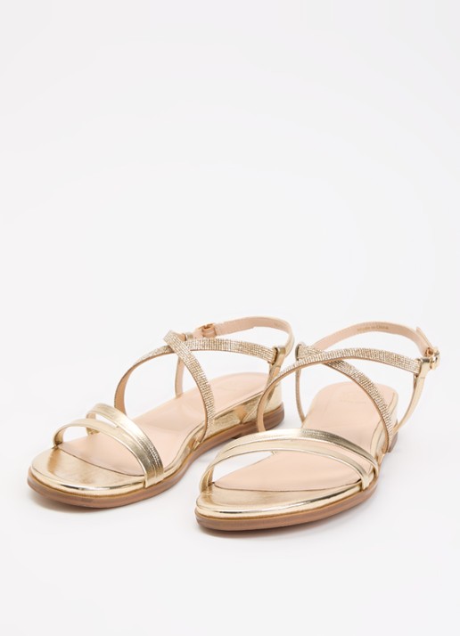 Dune London Lexia sandaal van leer met strass - detail goud